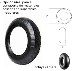 LLANTA CON  CÁMARA PARA  CARRETILLA
